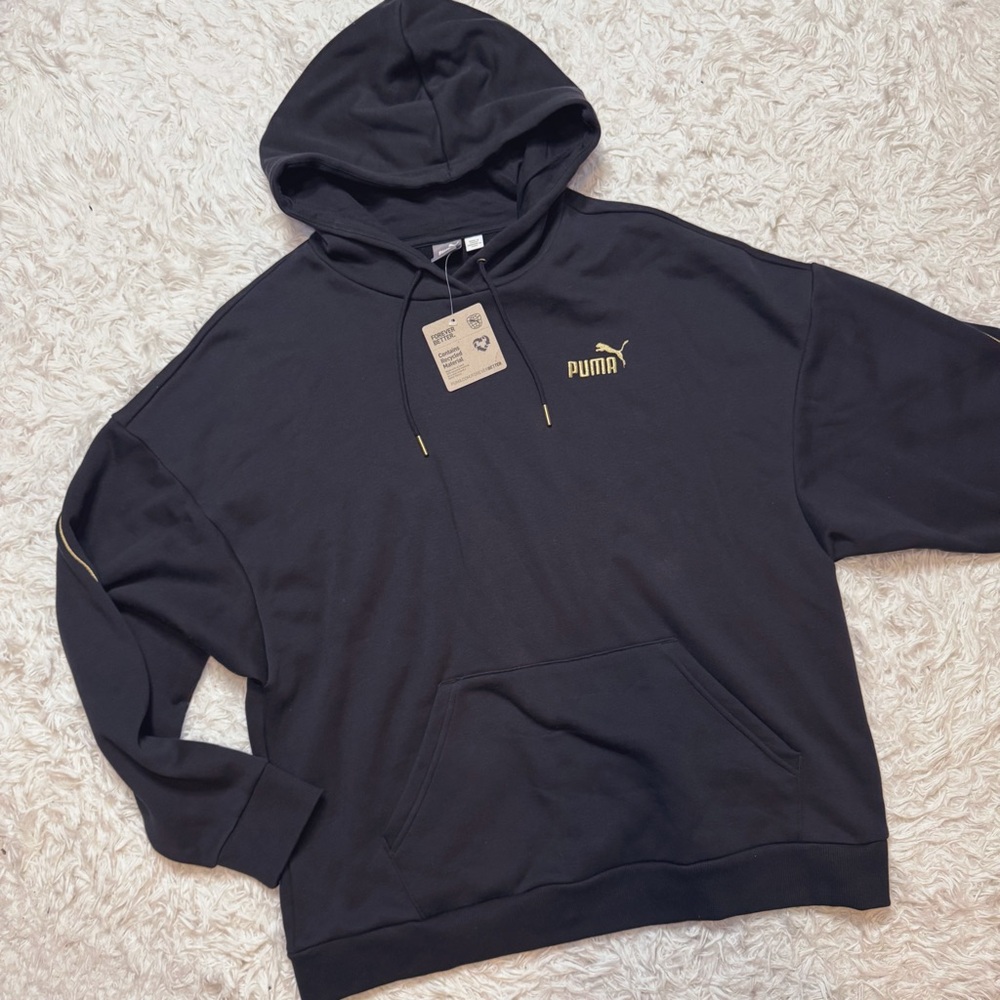 Puma Black Hoodie with Gold Accents NWT
